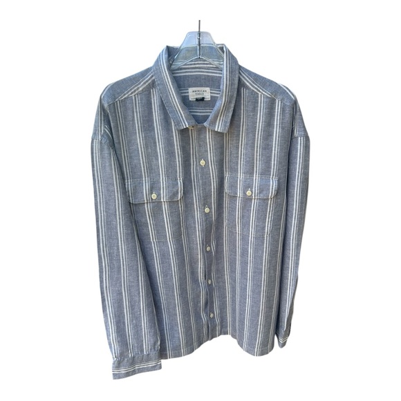 American Eagle Outfitters Other - American Eagle Navy and White Striped Button-Up Shirt